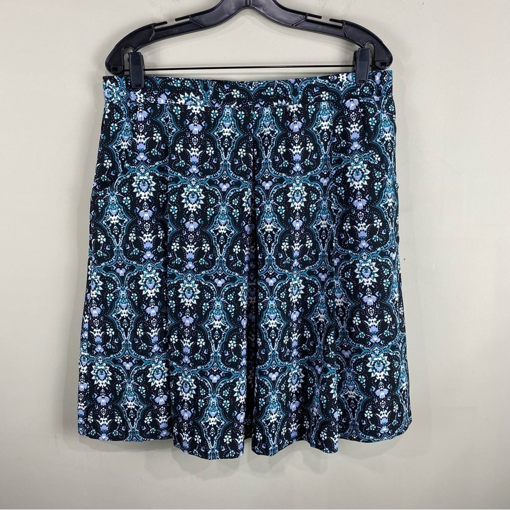 DownEast: Pleated Circle Midi Skirt Flowy Floral Geo Print Pattern Small (NWT)‎